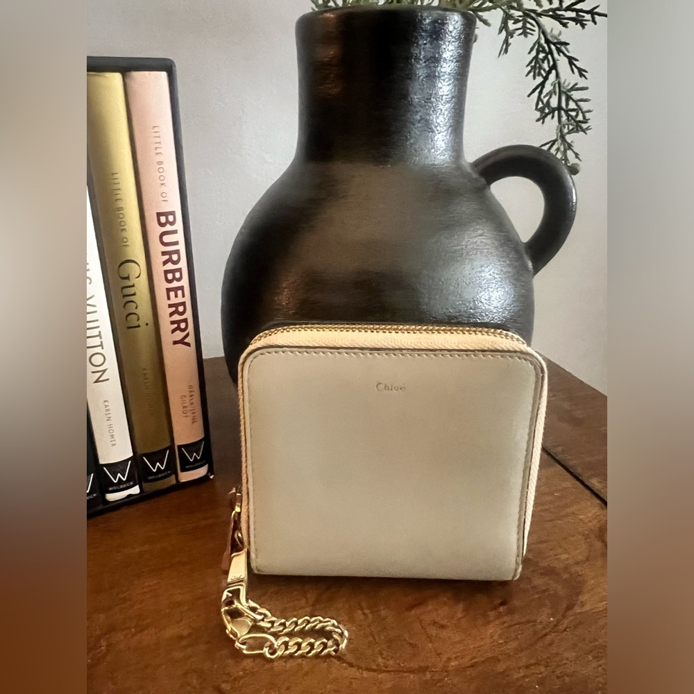 Chloe Compact Zip Around Wallet (with gold chain)